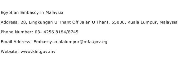 Egyptian Embassy in Malaysia Address Contact Number