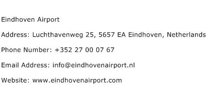 Eindhoven Airport Address Contact Number