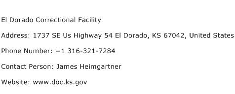 El Dorado Correctional Facility Address Contact Number