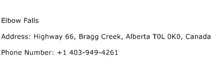 Elbow Falls Address Contact Number