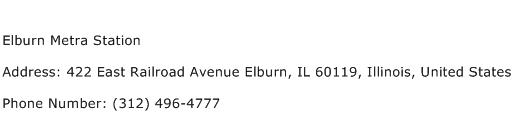 Elburn Metra Station Address Contact Number