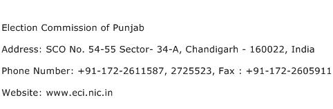 Election Commission of Punjab Address Contact Number