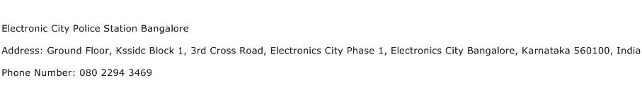 Electronic City Police Station Bangalore Address Contact Number