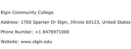 Elgin Community College Address Contact Number