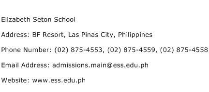 Elizabeth Seton School Address Contact Number