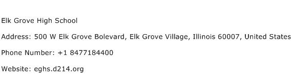 Elk Grove High School Address Contact Number
