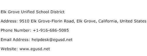 Elk Grove Unified School District Address Contact Number