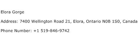 Elora Gorge Address Contact Number