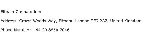 Eltham Crematorium Address Contact Number