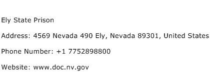 Ely State Prison Address Contact Number