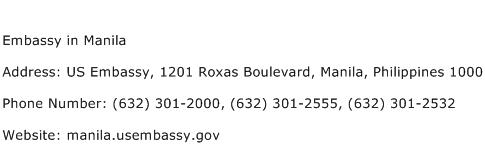 Embassy in Manila Address Contact Number