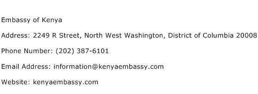 Embassy of Kenya Address Contact Number