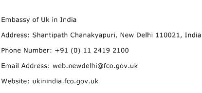 Embassy of Uk in India Address Contact Number