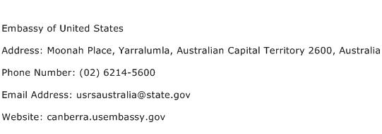 Embassy of United States Address Contact Number