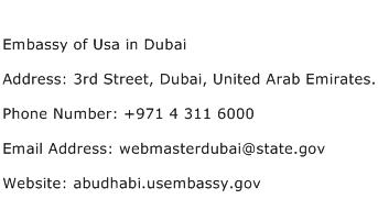 Embassy of Usa in Dubai Address Contact Number