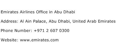 Emirates Airlines Office in Abu Dhabi Address Contact Number