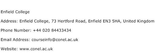 Enfield College Address Contact Number
