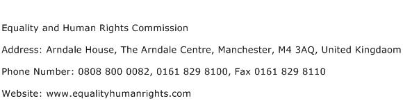 Equality and Human Rights Commission Address Contact Number