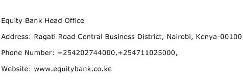 Equity Bank Head Office Address Contact Number