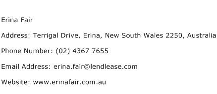 Erina Fair Address Contact Number