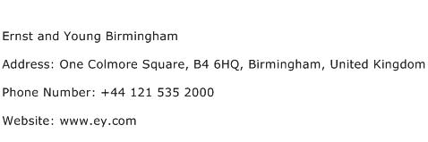 Ernst and Young Birmingham Address Contact Number