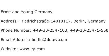 Ernst and Young Germany Address Contact Number