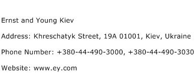 Ernst and Young Kiev Address Contact Number