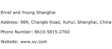 Ernst and Young Shanghai Address Contact Number