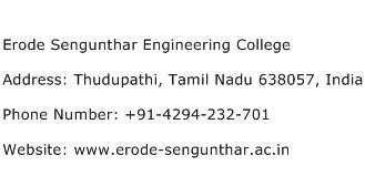 Erode Sengunthar Engineering College Address Contact Number
