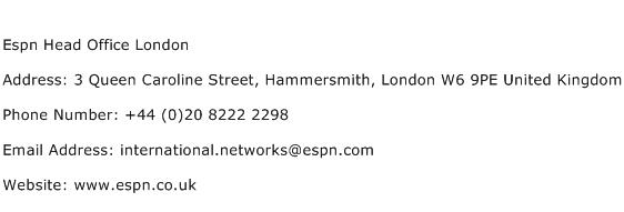 Espn Head Office London Address Contact Number