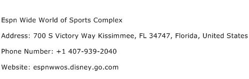 Espn Wide World of Sports Complex Address Contact Number