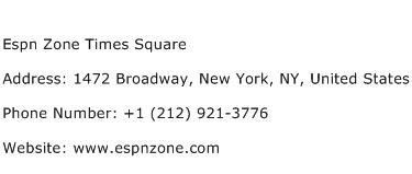 Espn Zone Times Square Address Contact Number