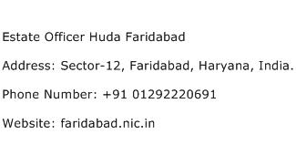 Estate Officer Huda Faridabad Address Contact Number
