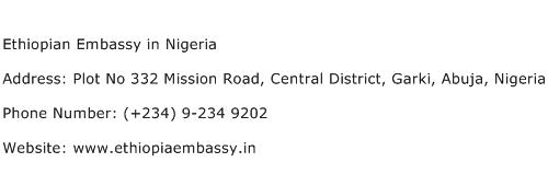 Ethiopian Embassy in Nigeria Address Contact Number