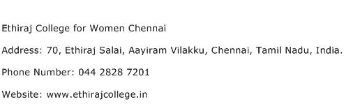 Ethiraj College for Women Chennai Address Contact Number