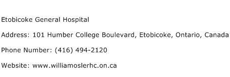 Etobicoke General Hospital Address Contact Number