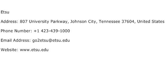 Etsu Address Contact Number