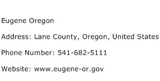 Eugene Oregon Address Contact Number