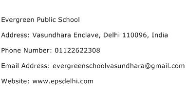 Evergreen Public School Address Contact Number