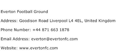 Everton Football Ground Address Contact Number