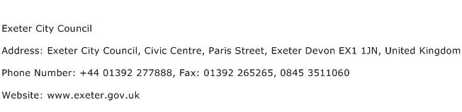 Exeter City Council Address Contact Number