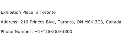 Exhibition Place in Toronto Address Contact Number