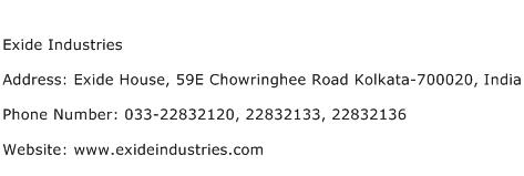 Exide Industries Address Contact Number