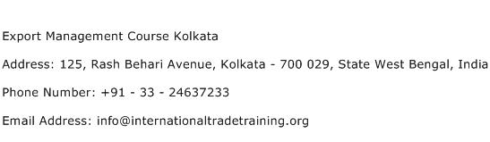 Export Management Course Kolkata Address Contact Number