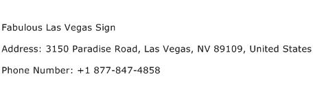 Fabulous Las Vegas Sign Address Contact Number