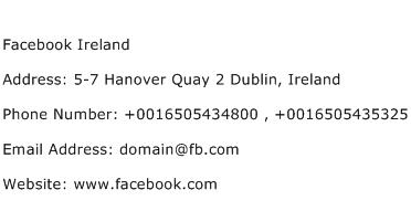 Facebook Ireland Address Contact Number