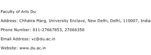 Faculty of Arts Du Address Contact Number
