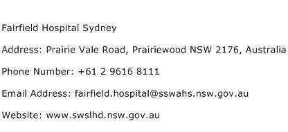 Fairfield Hospital Sydney Address Contact Number