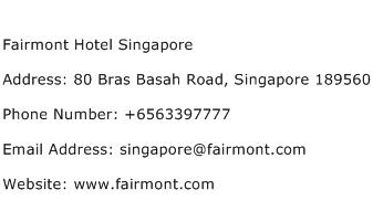 Fairmont Hotel Singapore Address Contact Number
