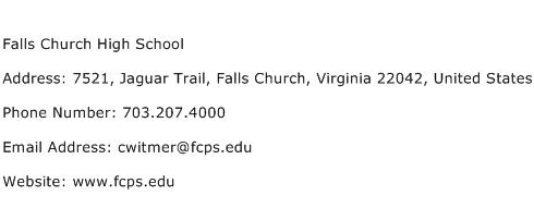 Falls Church High School Address Contact Number